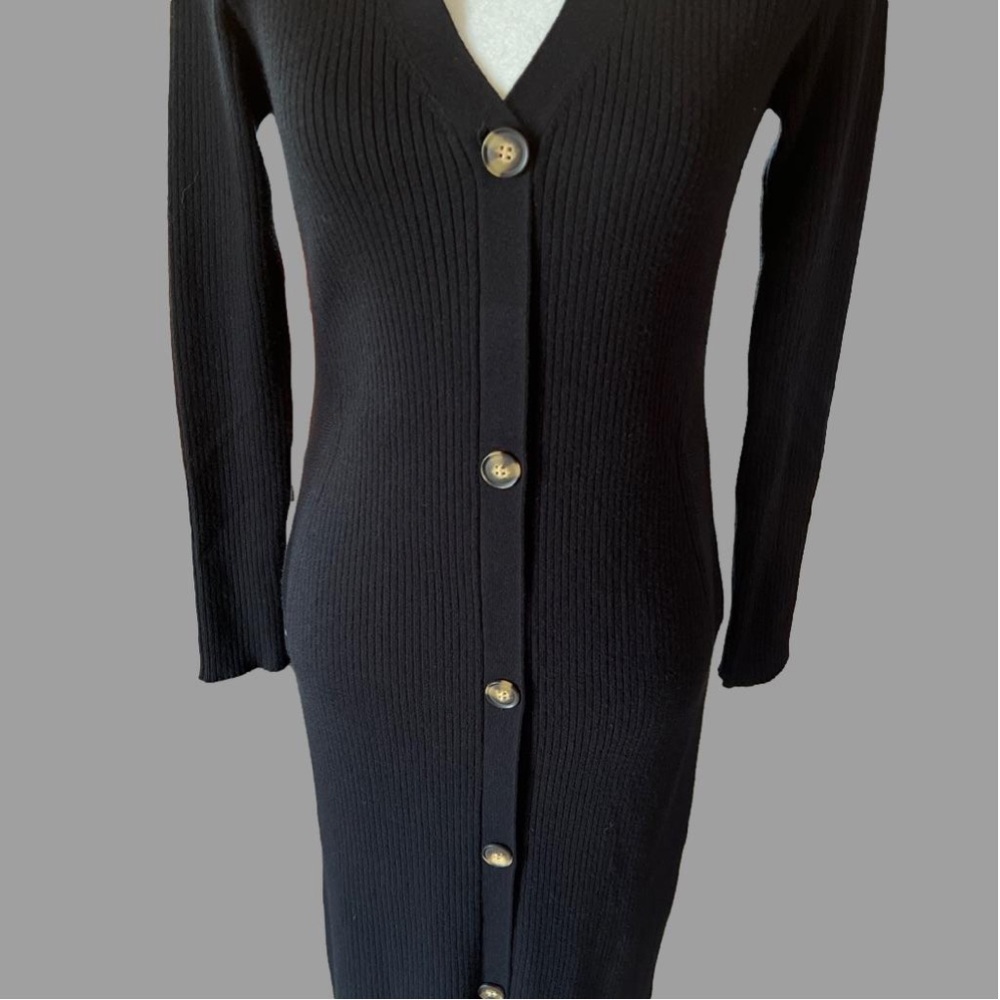 MAGASCHONI Black Ribbed Bodycon Dress, NEW - Picture 4 of 4